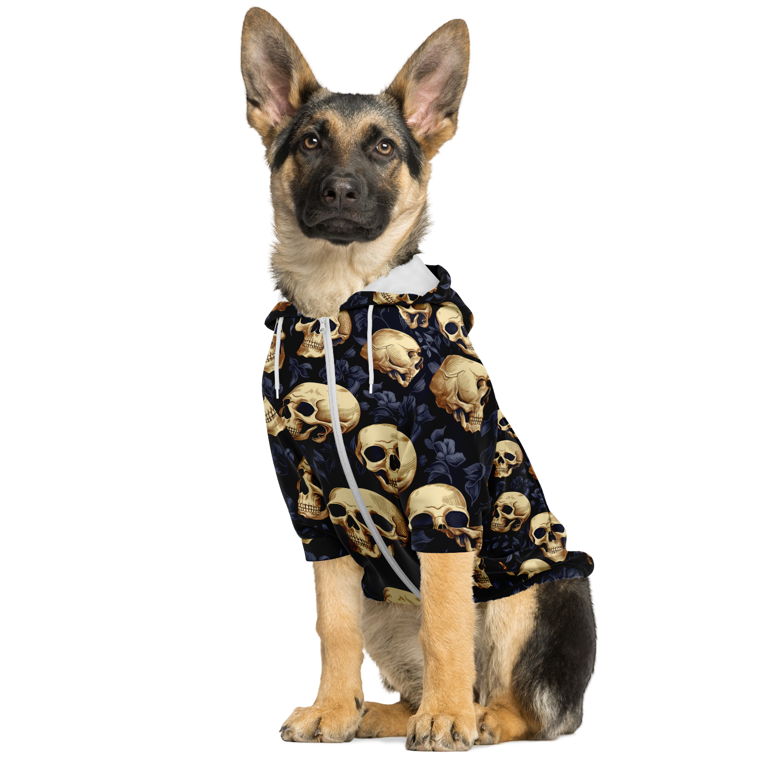 Skulls Muster Hund Kapuzenpullover  Athletic Dog Zip-Up Hoodie - AOP TwinTails