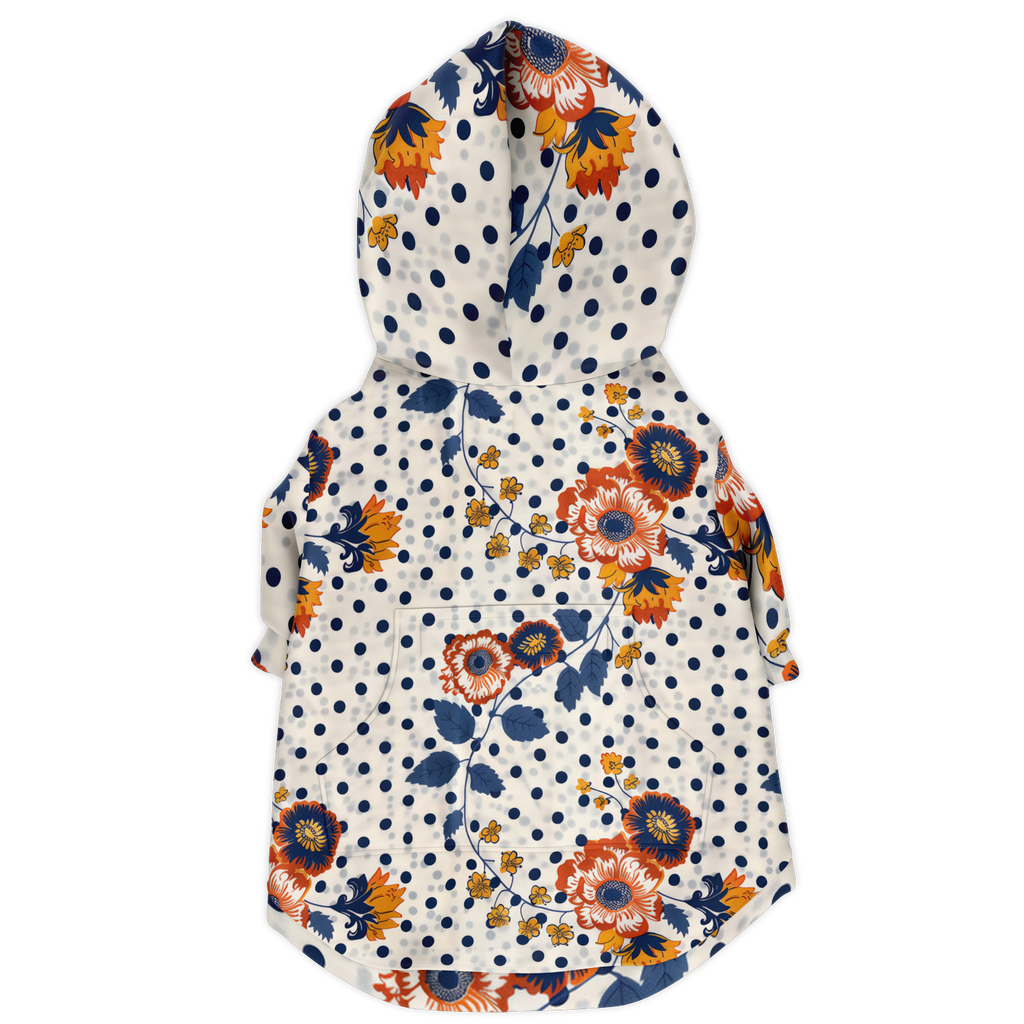 Flower Dots Pattern Mensch-Hund Kapuzenpullover Set  Mensch-Hund Kapuzenpullover Set TwinTails