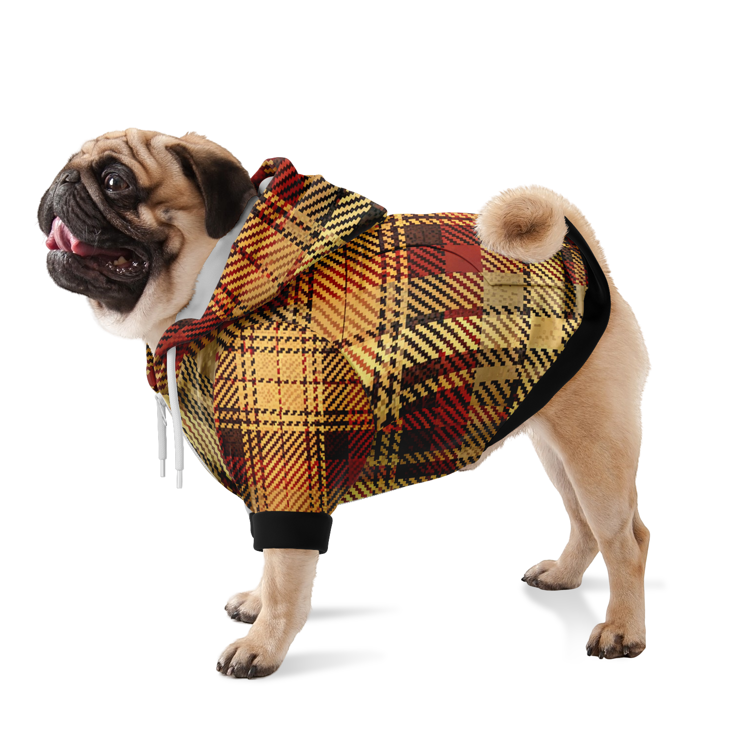 Herbstkaro Hund Kapuzenpullover  Herbstkaro Hund Kapuzenpullover TwinTails