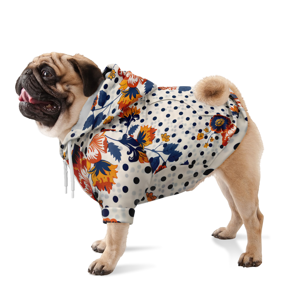 Flower Dots Pattern Mensch-Hund Kapuzenpullover Set  Mensch-Hund Kapuzenpullover Set TwinTails