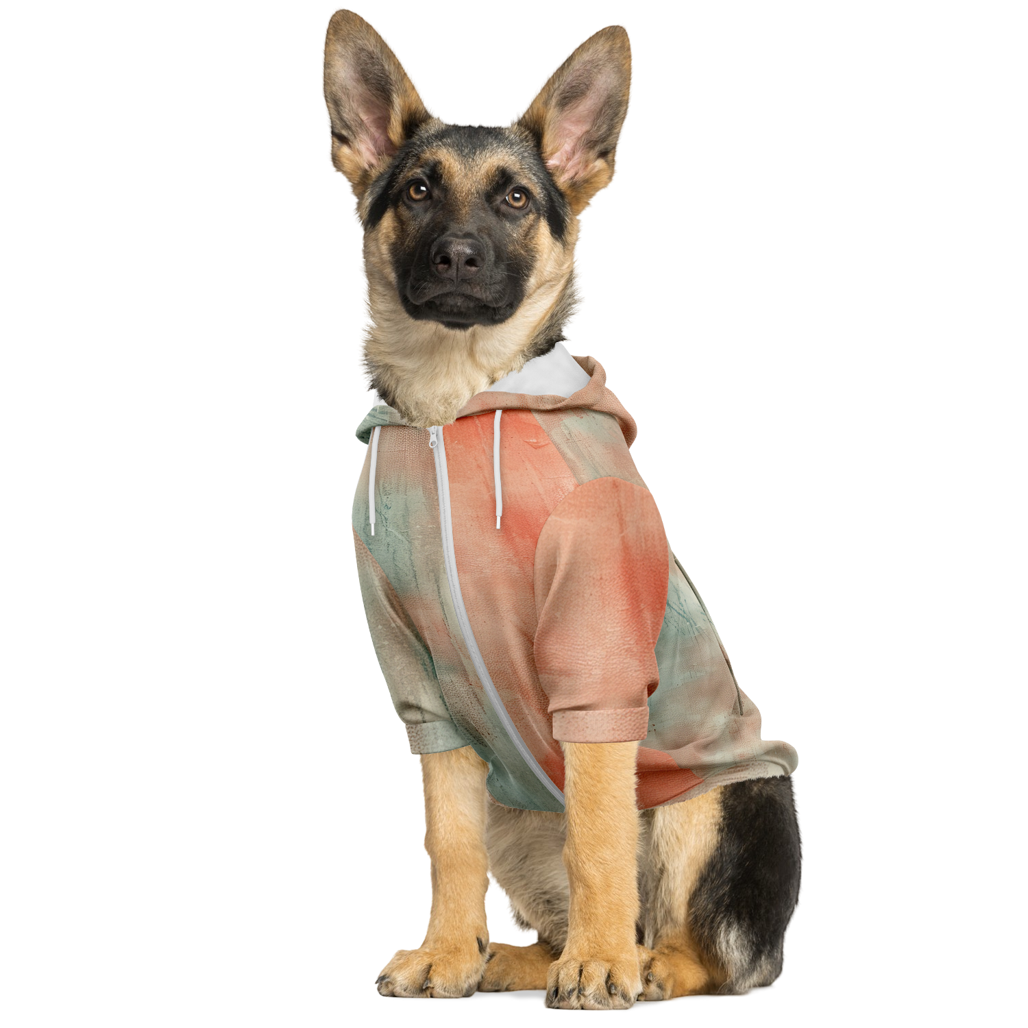 Samt Orange Hund Kapuzenpullover  Athletic Dog Zip-Up Hoodie - AOP TwinTails