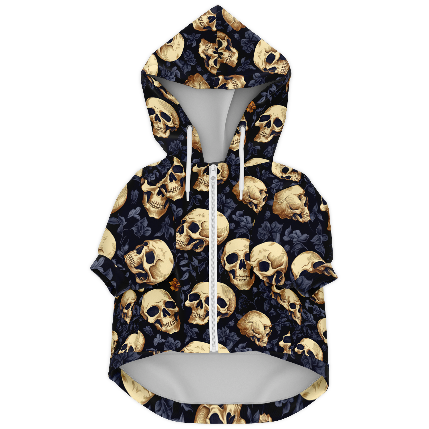 Skulls Muster Hund Kapuzenpullover  Athletic Dog Zip-Up Hoodie - AOP TwinTails