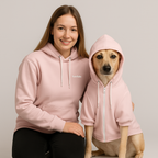 Blush Beige Mensch-Hund Kapuzenpullover Set  Mensch-Hund Kapuzenpullover Set TwinTails