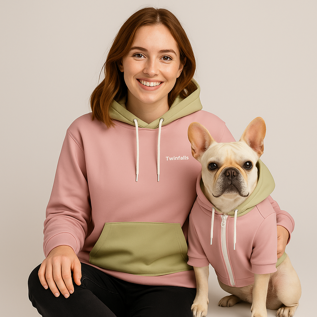 Botanic Blush Mensch-Hund Kapuzenpullover Set  Mensch-Hund Kapuzenpullover Set TwinTails