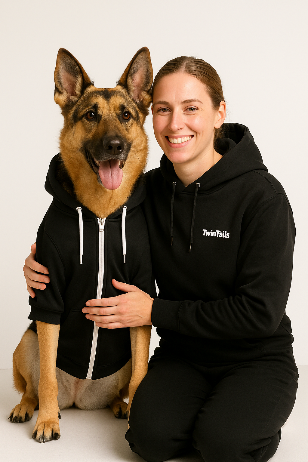 Night Balck Mensch-Hund Kapuzenpullover Set  Mensch-Hund Kapuzenpullover Set TwinTails