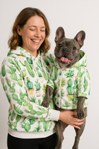 Kaktus Muster Mensch-Hund Kapuzenpullover Set  Mensch-Hund Kapuzenpullover Set TwinTails