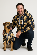 Skulls Muster Mensch-Hund Kapuzenpullover Set  Mensch-Hund Kapuzenpullover Set TwinTails