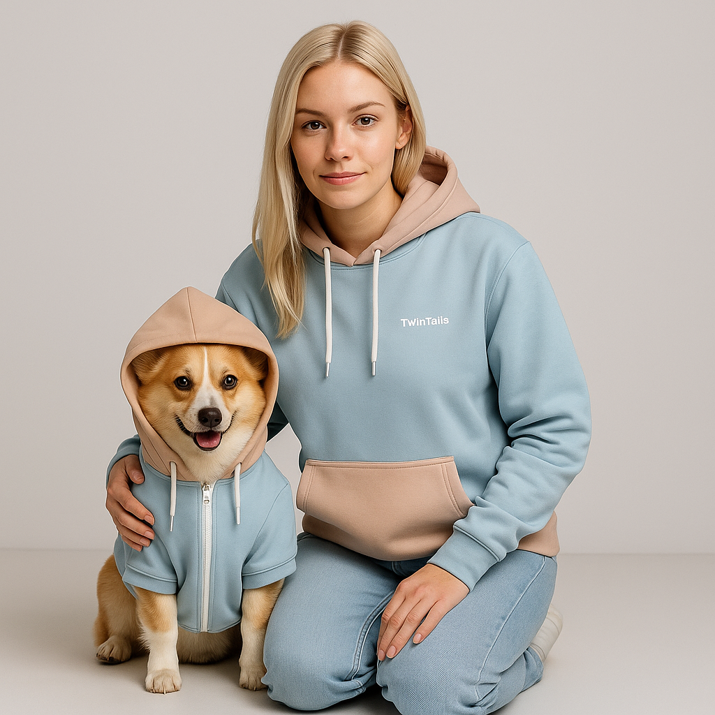 Coastal Clay Mensch-Hund Kapuzenpullover Set  Mensch-Hund Kapuzenpullover Set TwinTails