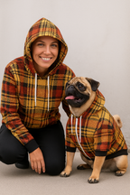 Herbstkaro Mensch-Hund Kapuzenpullover Set  Herbstkaro Mensch-Hund Kapuzenpullover Set TwinTails