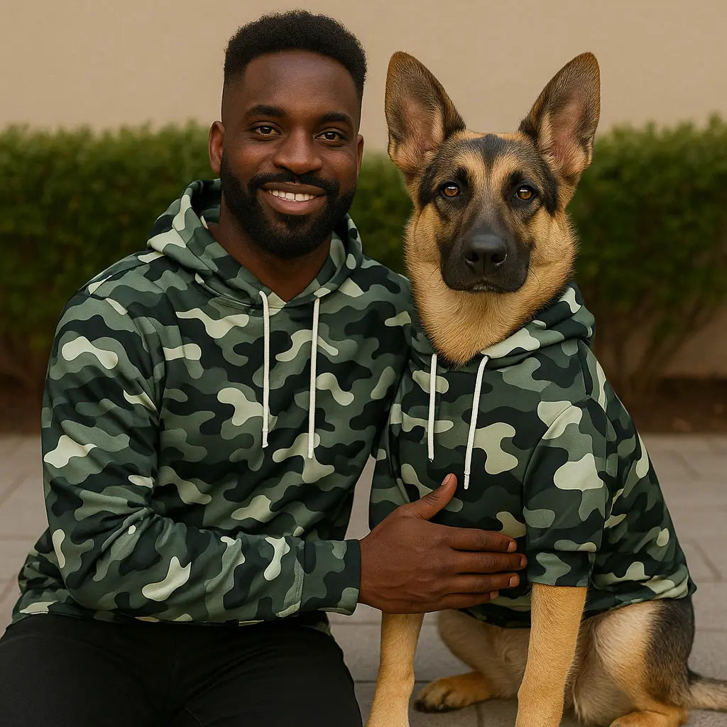 Mensch-Hund Kapuzenpullover Camouflage Set  Mensch-Hund Kapuzenpullover Camouflage Set TwinTails
