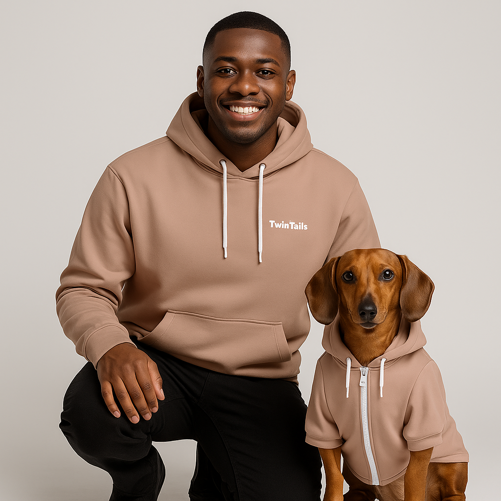 Muted Clay Mensch-Hund Kapuzenpullover Set  Mensch-Hund Kapuzenpullover Set TwinTails
