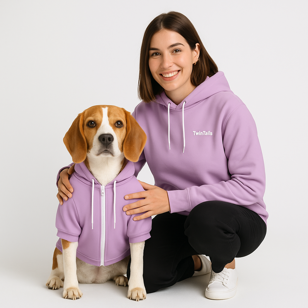Muted Mauve Mensch-Hund Kapuzenpullover Set  Mensch-Hund Kapuzenpullover Set TwinTails