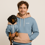 Peach Denim Mensch-Hund Kapuzenpullover Set  Mensch-Hund Kapuzenpullover Set TwinTails