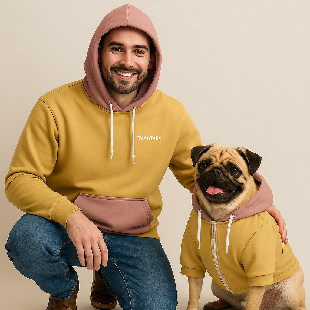 Retro Bloom Mensch-Hund Kapuzenpullover Set  Mensch-Hund Kapuzenpullover Set TwinTails