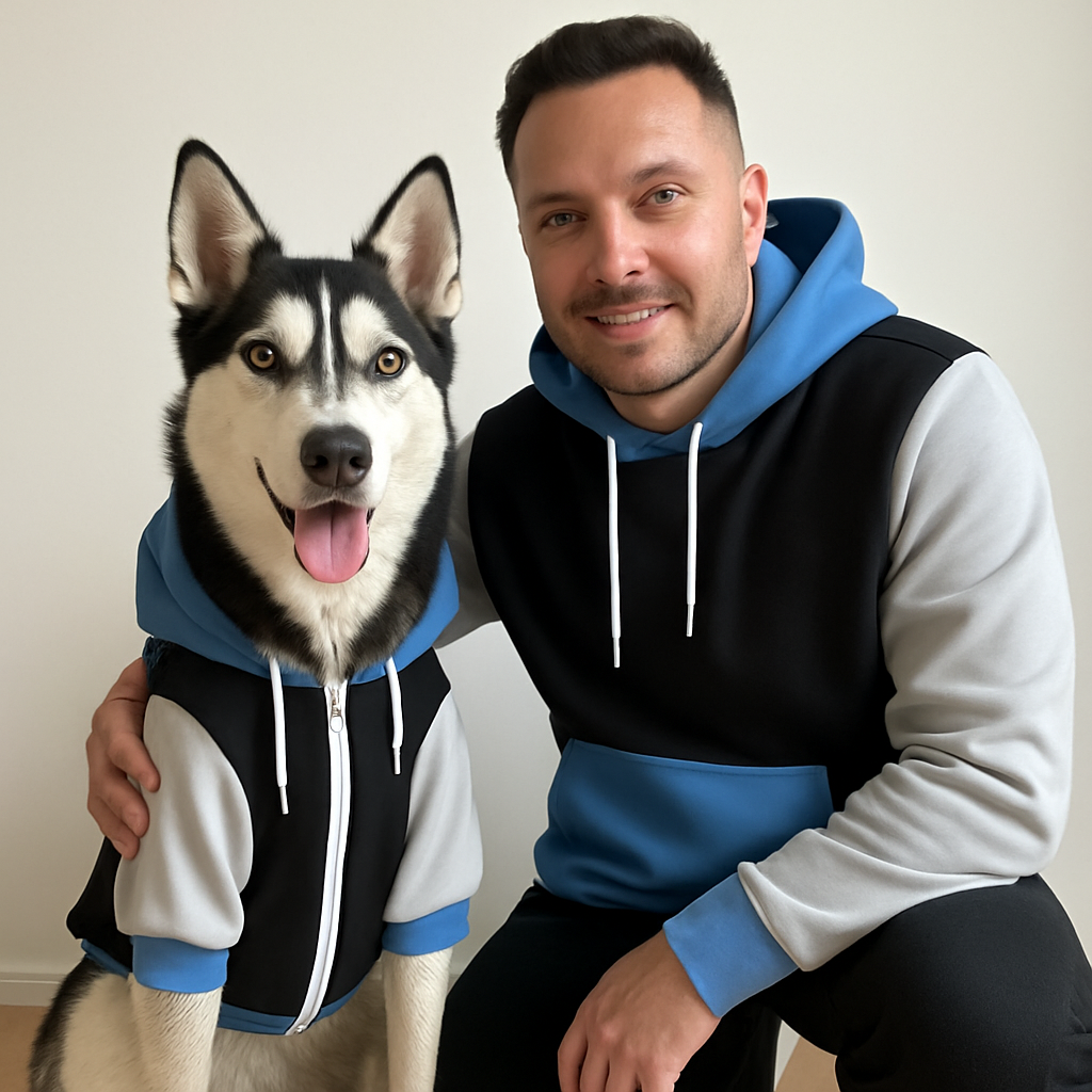 Urban Monochrome Mensch-Hund Kapuzenpullover Set  Urban Monochrome Mensch-Hund Kapuzenpullover Set TwinTails