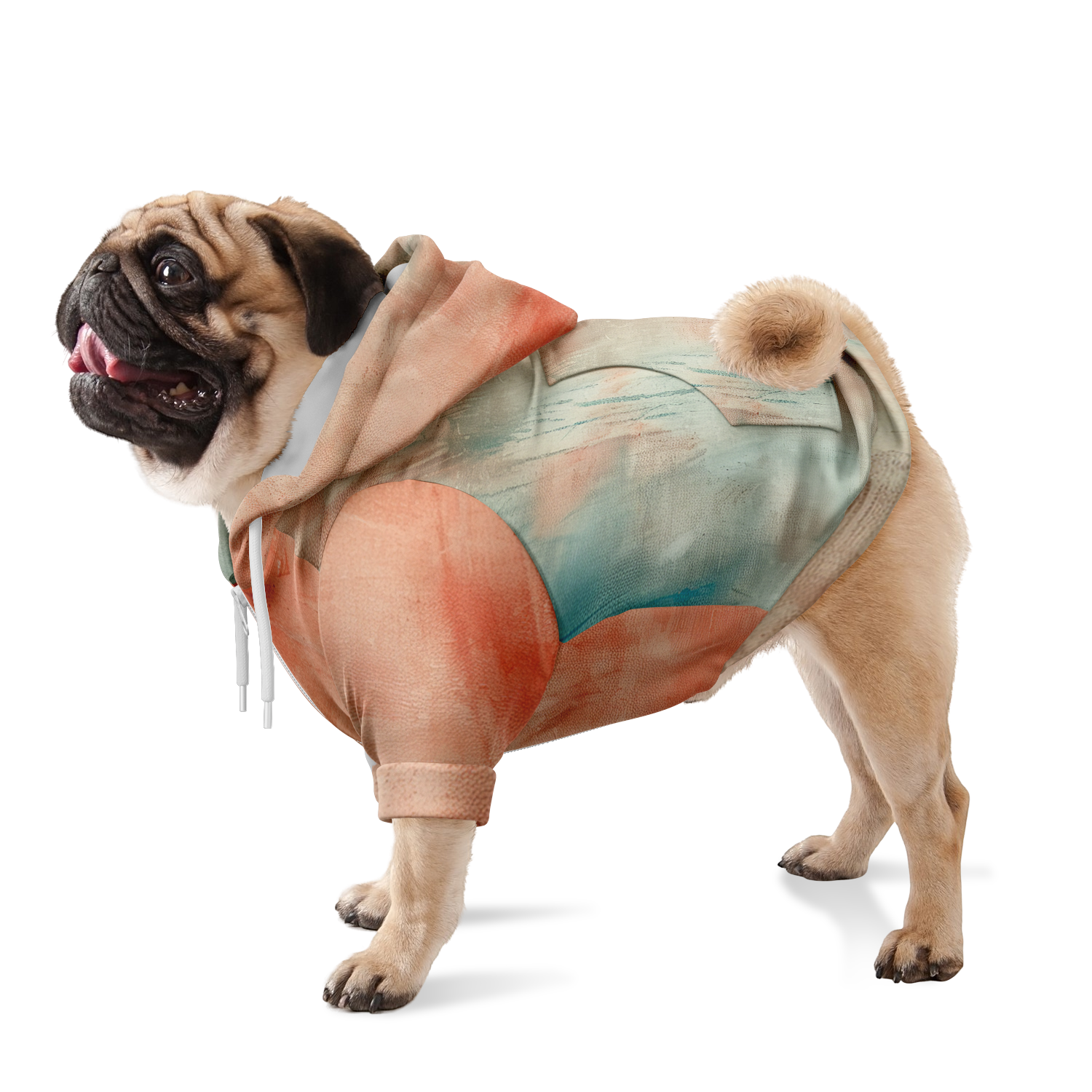 Samt Orange Hund Kapuzenpullover  Athletic Dog Zip-Up Hoodie - AOP TwinTails