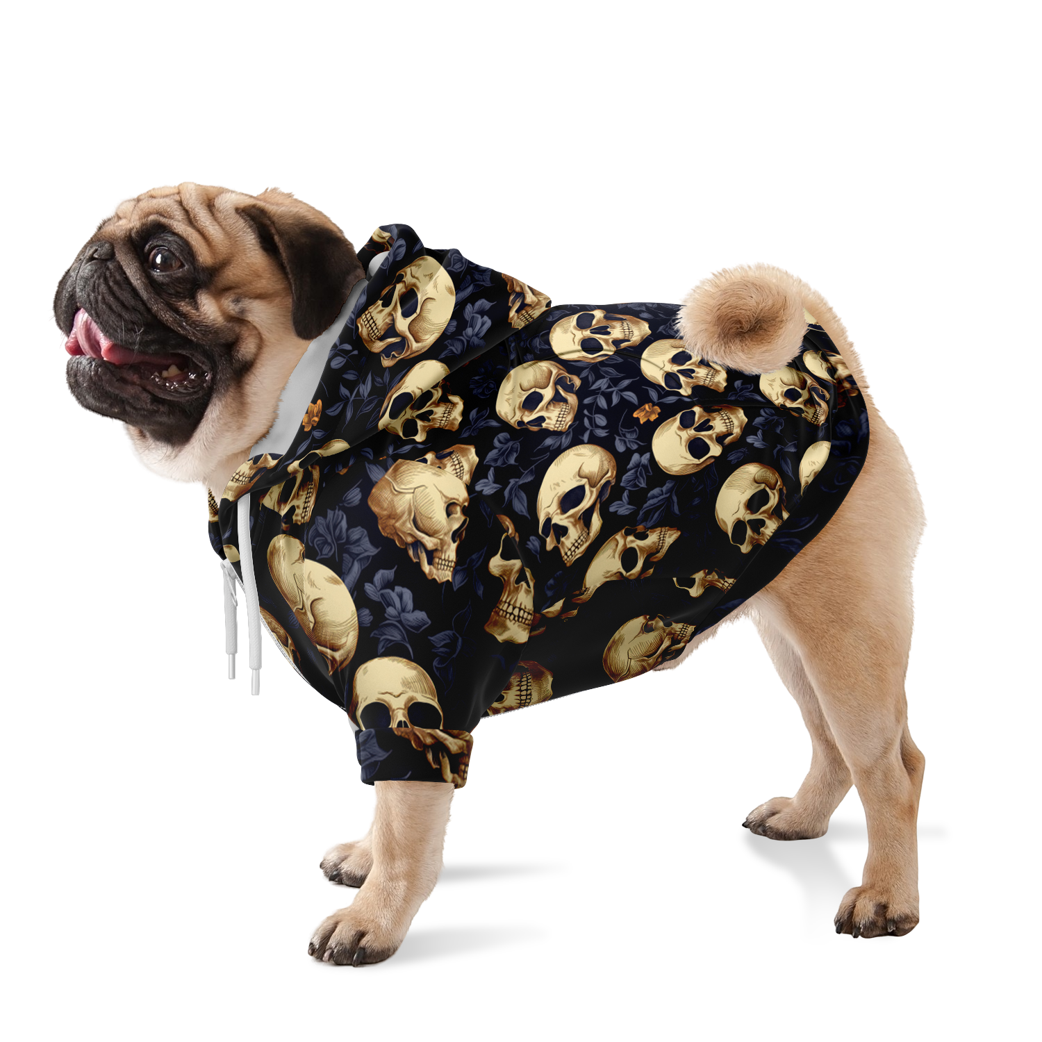 Skulls Muster Hund Kapuzenpullover  Athletic Dog Zip-Up Hoodie - AOP TwinTails