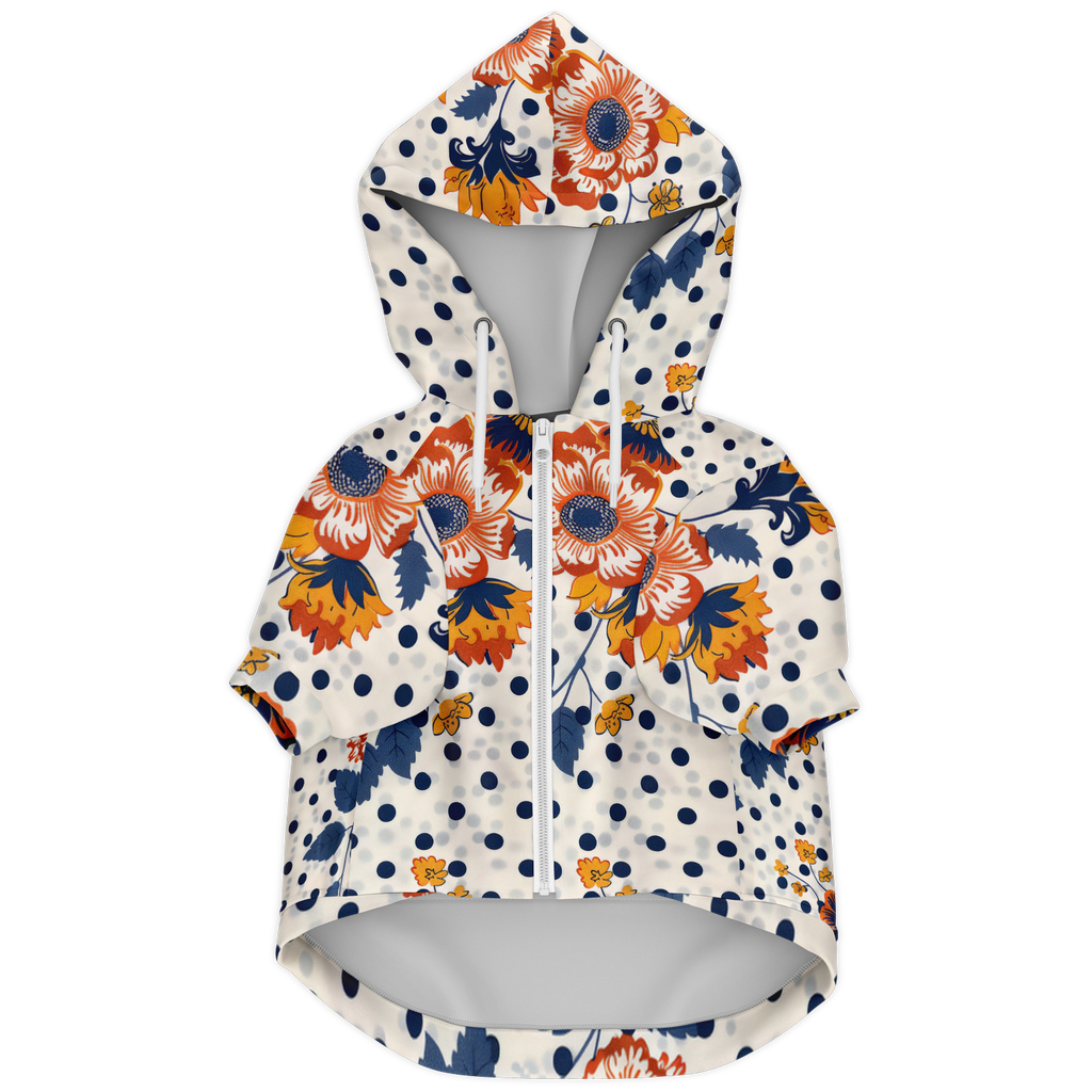 Flower Dots Pattern Mensch-Hund Kapuzenpullover Set  Mensch-Hund Kapuzenpullover Set TwinTails